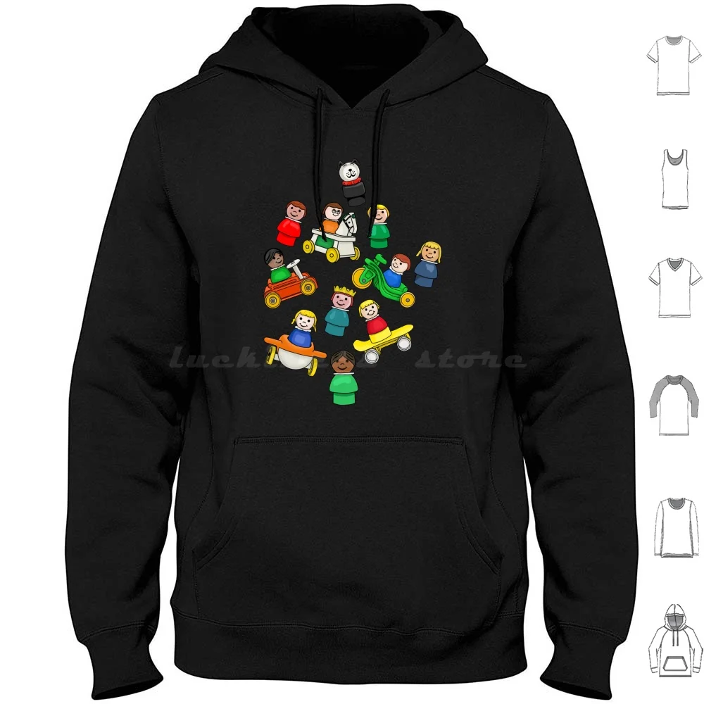Fisher Price Girl Gang All-Over Print Sudadera con capucha de algodón de manga larga juguetes 70s nostálgico 80s familia gente redonda perro clásico
