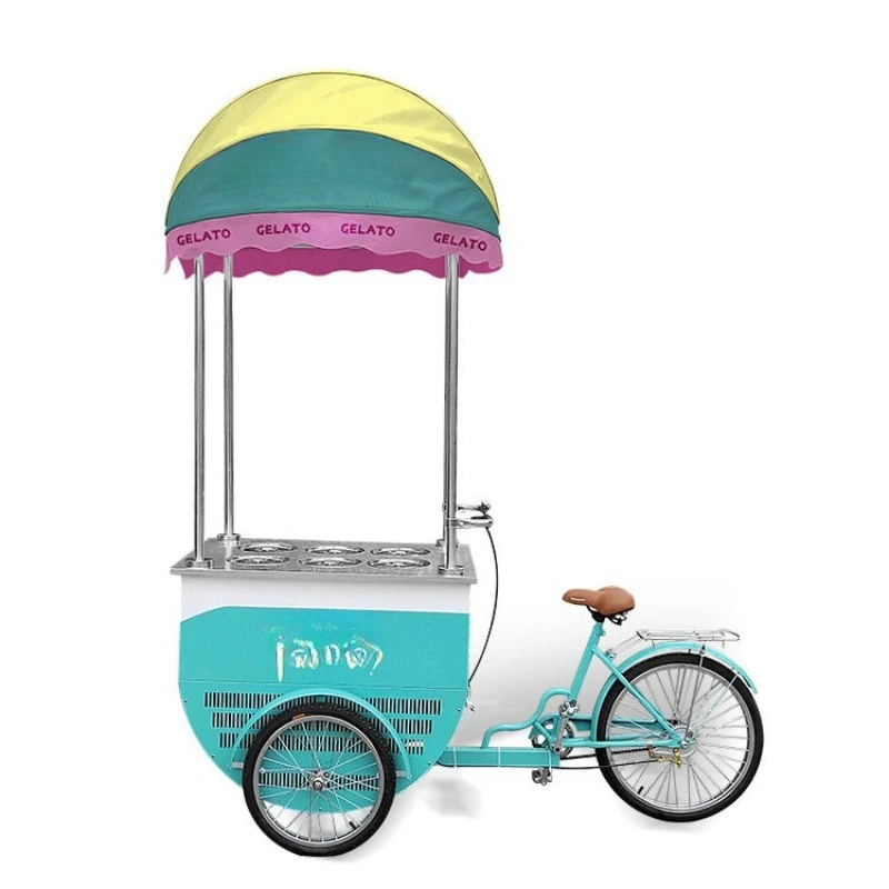 Retro snack cart three-wheeled ice cream truck ice cream ice cream stall cart mobile drink dessert event display