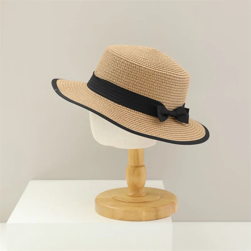 USPOP Straw Sun Hat Bag Two-piece Set for Women Summer Flat Top Straw Hats with  Large Capacity Shoulder Bag