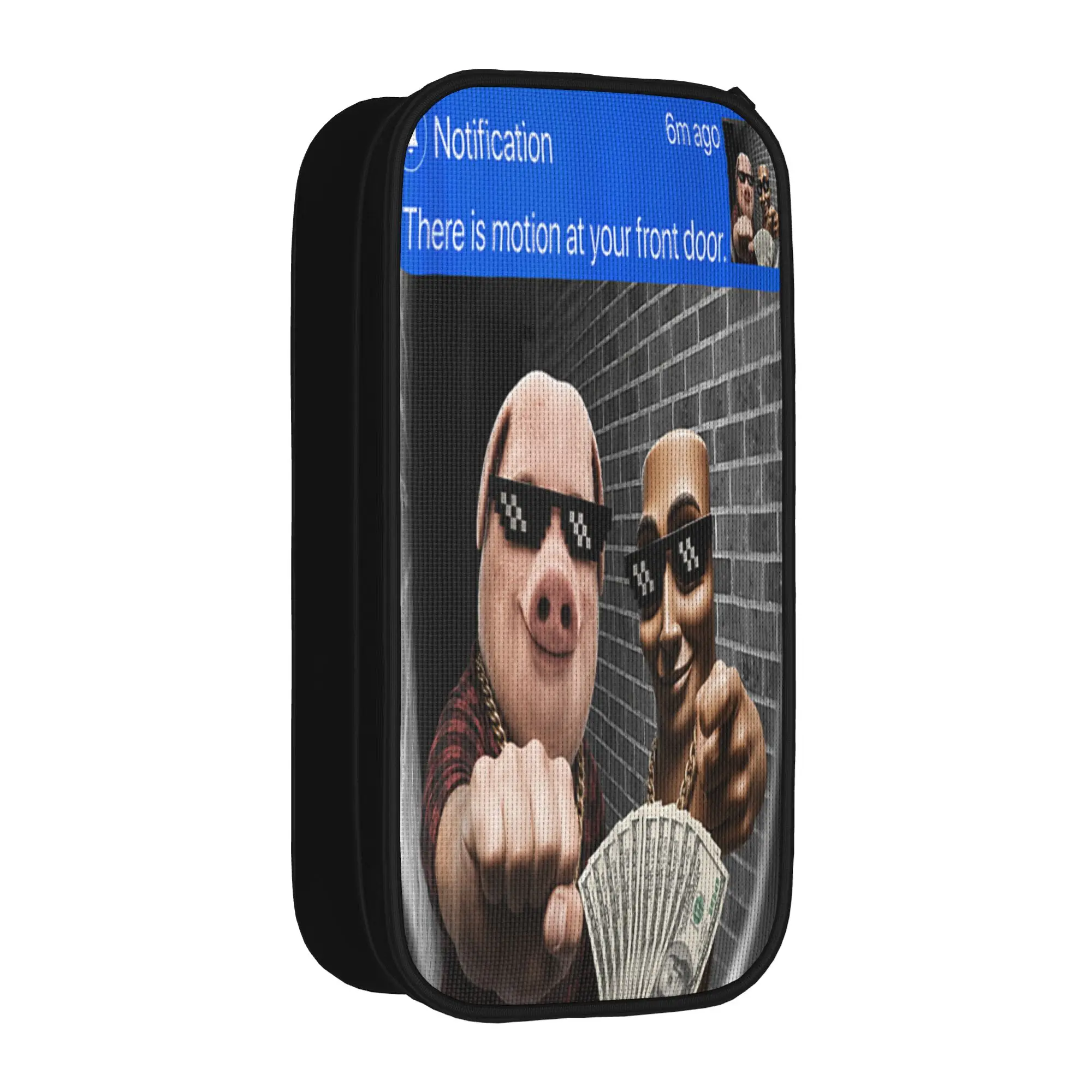 There is Motion at Your Front Door Tung Sahur John Pork Meme Pencil Case Big Pen Box Boy Girl Canvas Back To School Pencil Cases