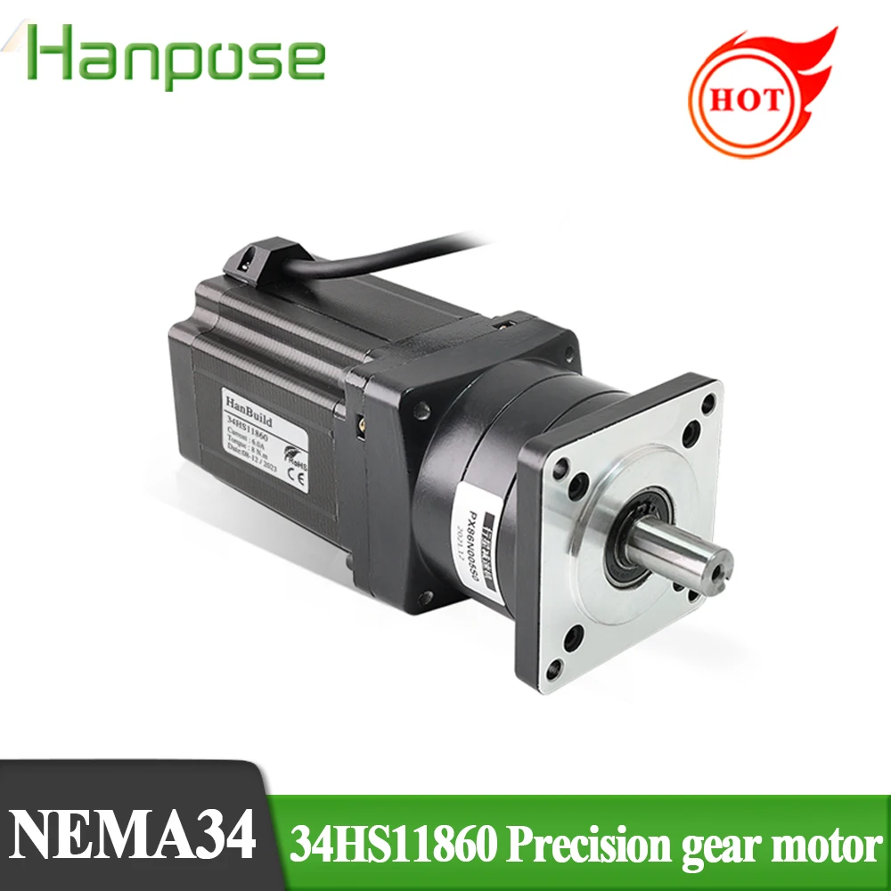 

hanpose motor 34HS11860-HG10-1 5-1 6.0A M High precision gearbox stepper motor nema3 for CNC engraving machine high torque 8N.