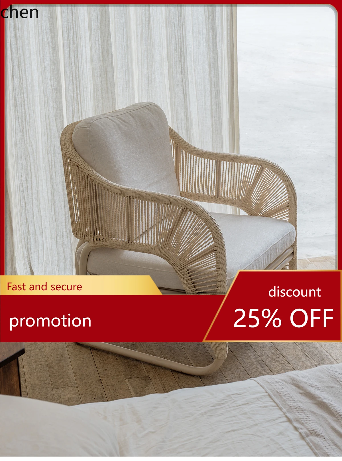 

HT leisure chair | Rattan Single Sofa Chair Real Rattan Wabi-Sabi Style Homestay