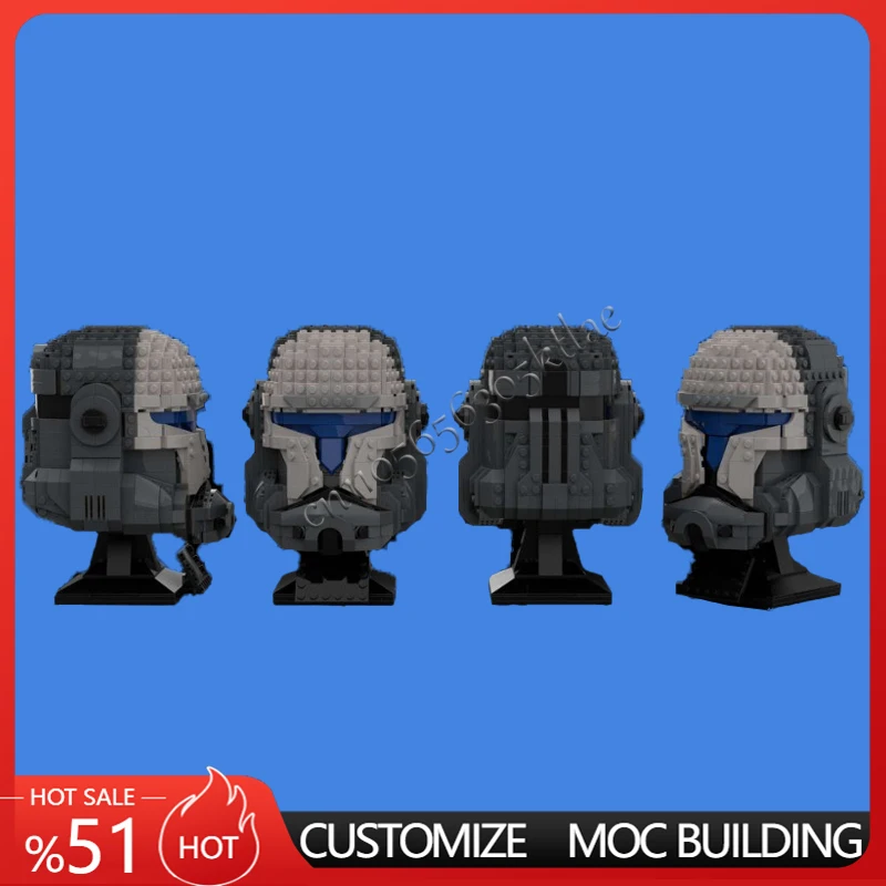 847PCS 스타 플랜 MOC 헬멧 클론 코만도 스코치 모델 DIY 맞춤 퍼즐 건축 교육 조립 모델 생일 크리스마스 장난감