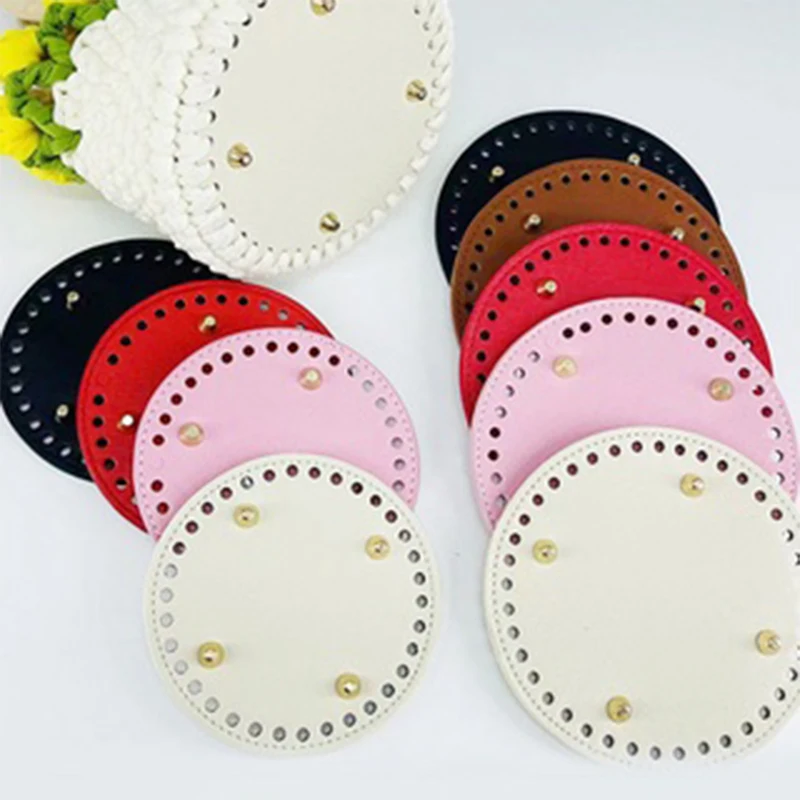 Round PU Leather Bottom 12cm Leather Bag Bottoms For Knitted Bag DIY Handmade Crochet Bottom For Bag Part Accessories