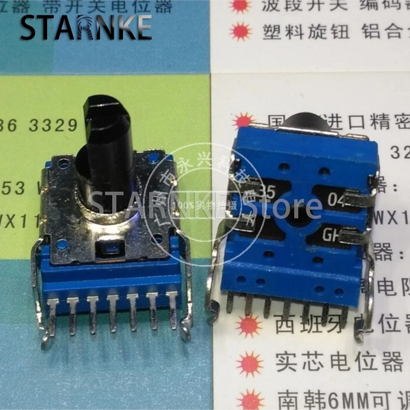 2PCS RK14 Type Double Horizontal Single Row 7 Pin B504 B500K Amplifier Audio Volume Control Potentiometer Half Shaft Length 13MM