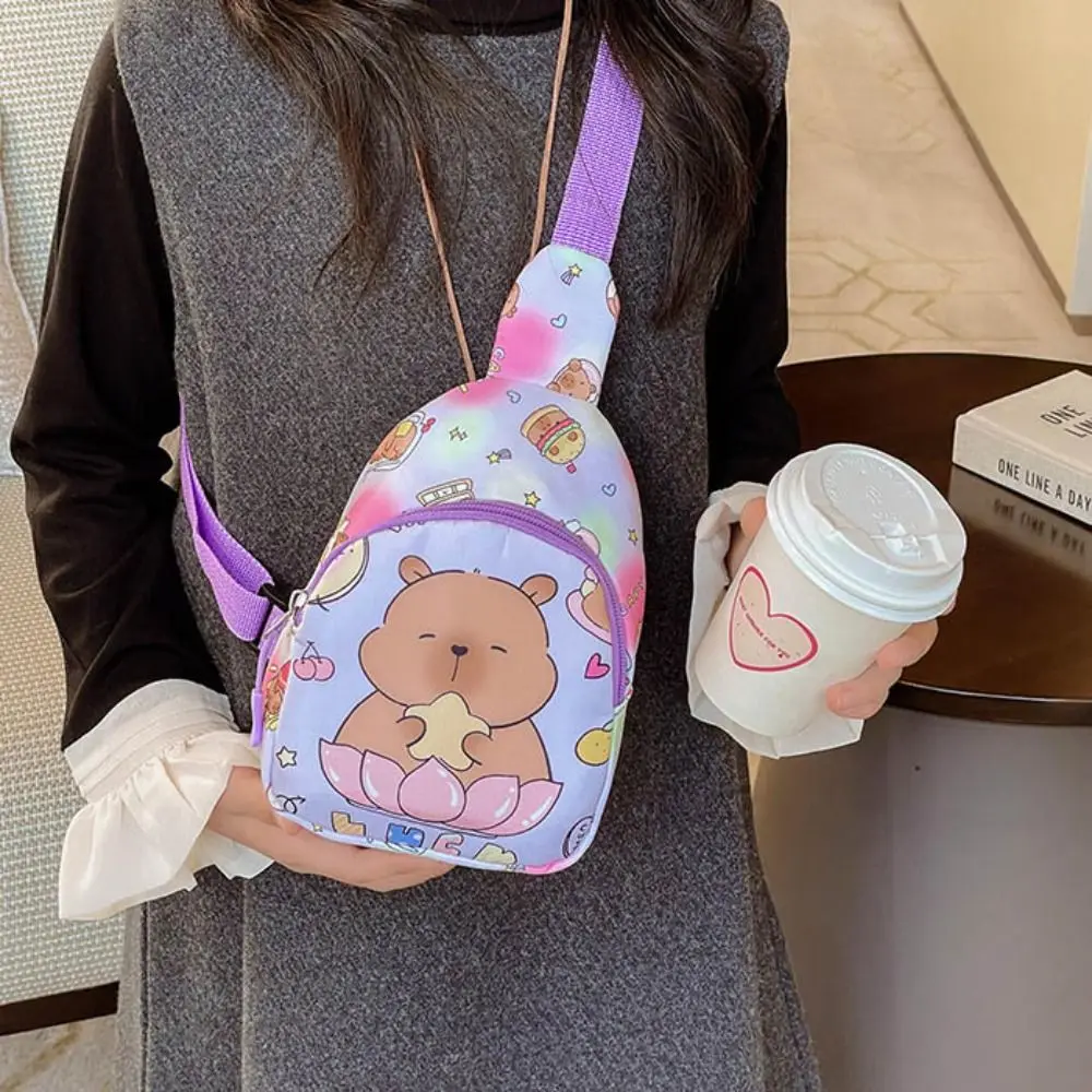 Borsa da petto Capybara in nylon di cartone animato Borsa a tracolla casual da cartone animato di grande capacità Borsa a tracolla portatile Regalo di festa