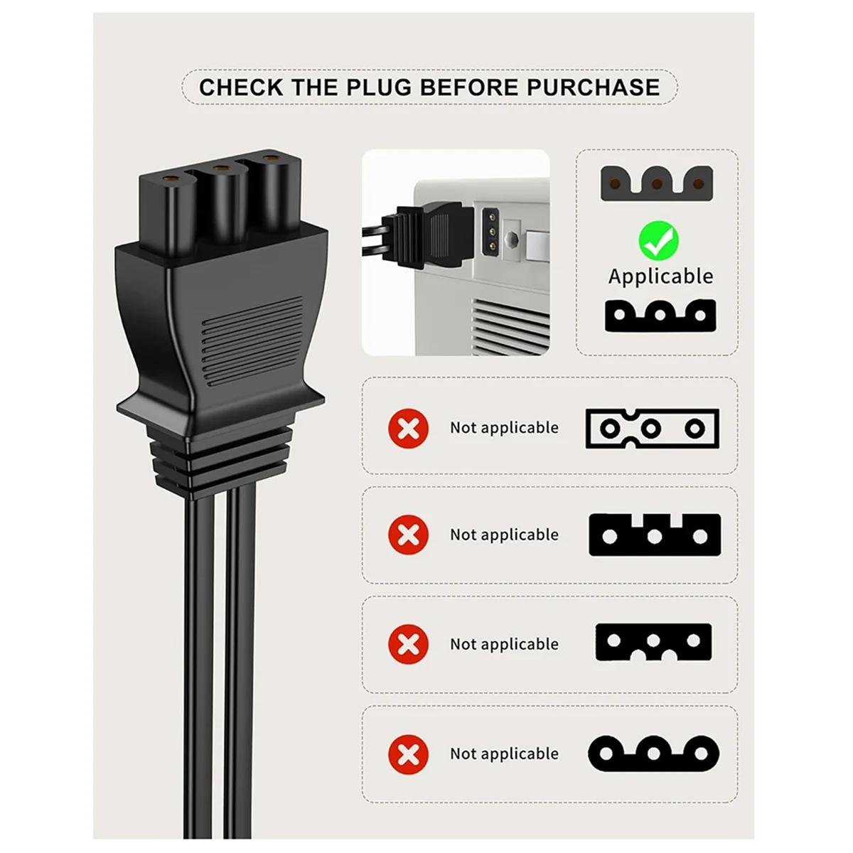 AS97 Sewing Machine Foot Pedal Power Cord Replacement for Singer, D Shape Plug for Singer 4452 4443 4432 4423 150s US Plug