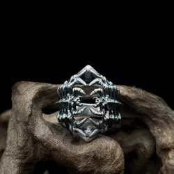 European and American Personalized Phantom Beast Strange Freak Designs Retro Xenomorphic Centipede Thai Silver Color Open Ring