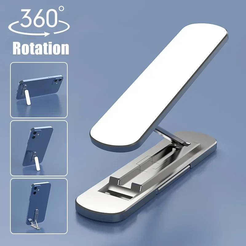 Universal Mini Metal Folding Mobile Phone Holder Stand Aluminum Alloy Invisible 360 Rotating  Bracket Desktop Holders