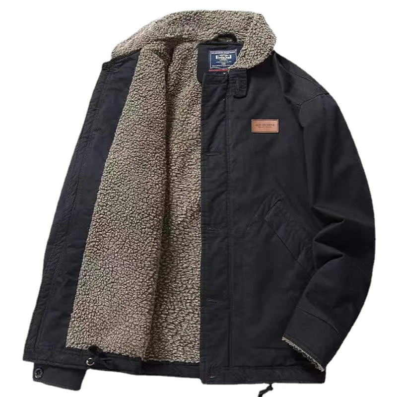 Giubbotto Bomber retrò uomo inverno Lambswool cappotto militare tattico capispalla Cargo cotone Casual allentato caldo addensare Deck soprabito