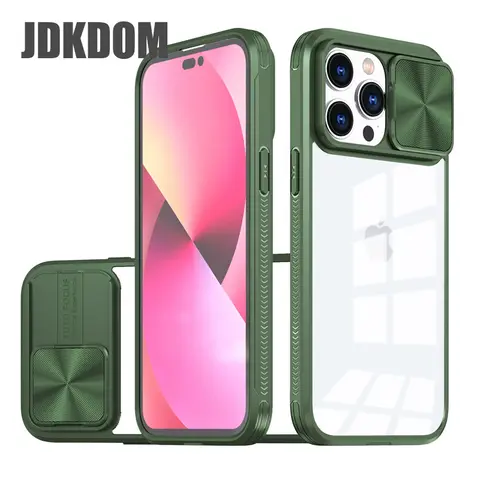 JDKDOM Slide Push Window Phone Case For iPhone 17 16 15 14 Pro Max 16E Shockproof Cover For iPhone Air 16 15 Plus