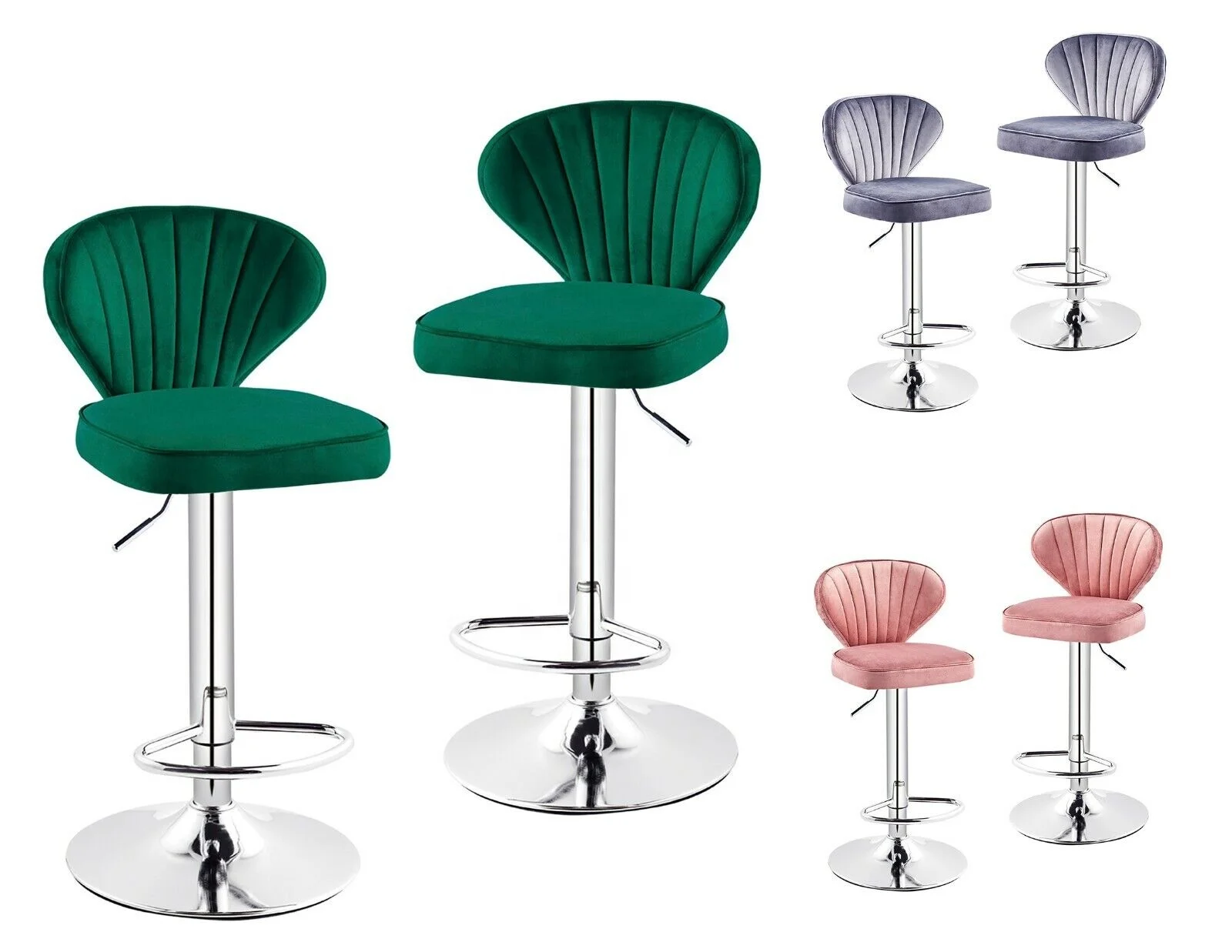 

Luxury Home bar Chair Nordic Velvet Shell Chair Metal Bar Stools High Chair Hotel Silla Swivel bar Stool Kitchen Furniture