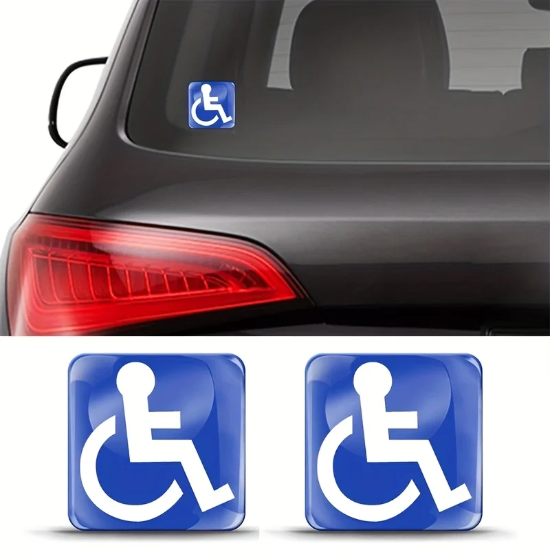 2pcs Disabled Handicap Parking Permit Sign Wheelchair Handicapped Emblem Stickers Badge Decal Auto Moto Windows Stickers