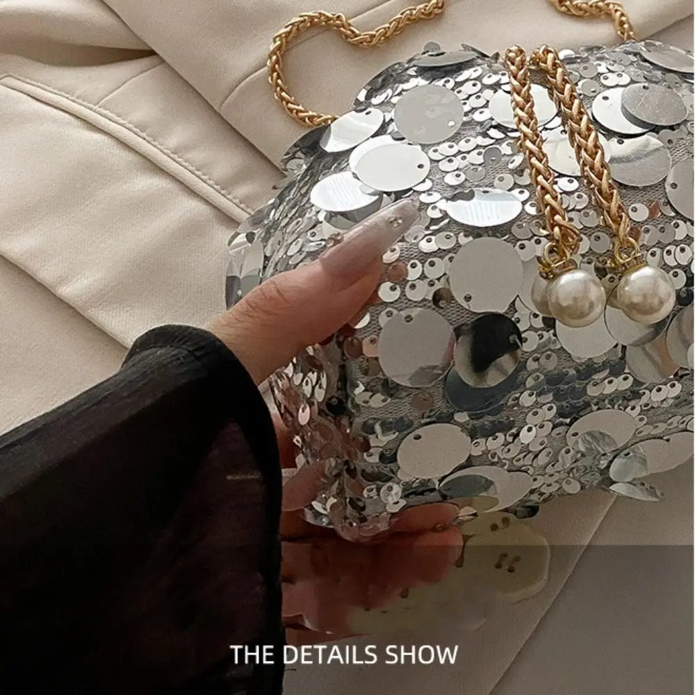 Mini Shiny Evening Banquet Bag Blingbling Handbag Tassel Crossbody Bag Small Purse Glitter Mini Bucket Bag Women