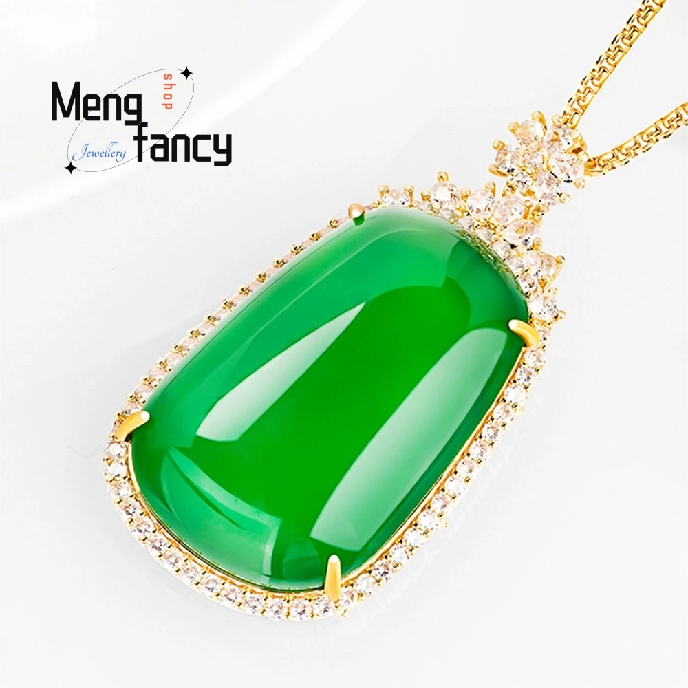 أصيلة العقيق الأخضر الطبيعي Fugua النحاس مطلية بالذهب مع الجليد اليشم قلادة المرأة قلادة الأزياء قلادة المجوهرات الجميلة
