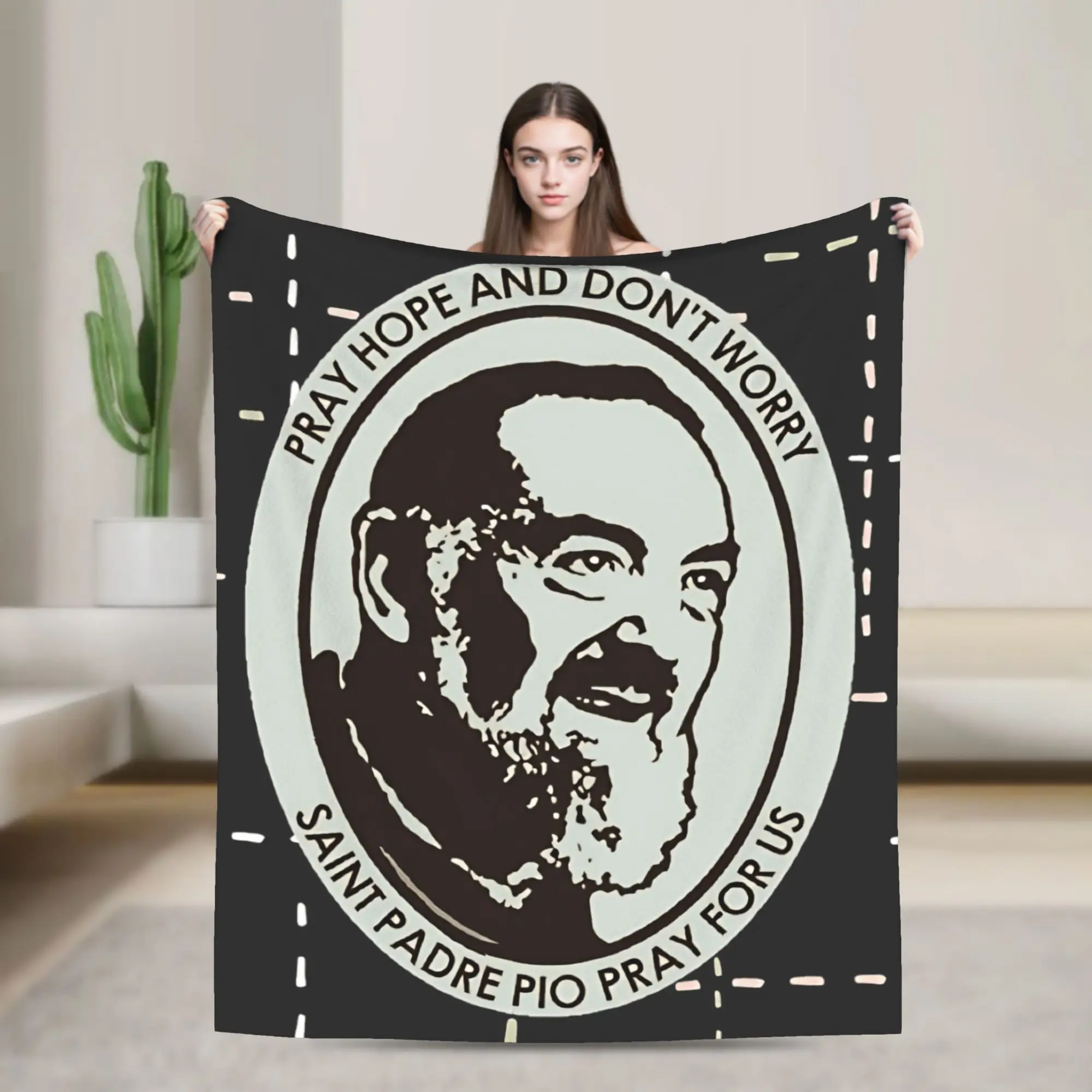 Padre Pio Of Pietrelcina Warm Blankets Stay With Me Girls Boys Plush Throw Blanket Novelty Bedroom Flannel Bedspread Sofa Cover