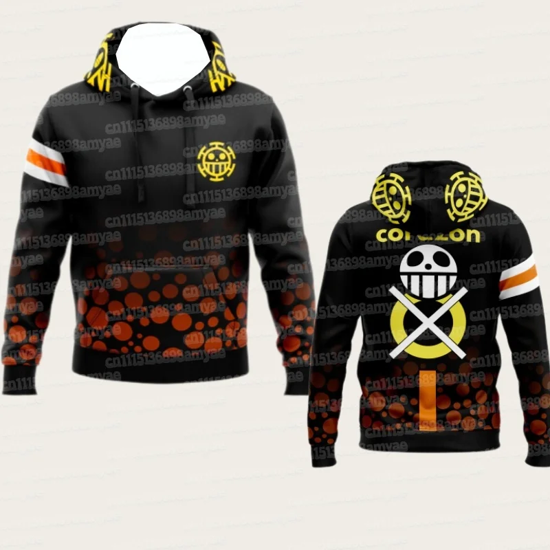One Piece Trafalgar Law 3D Digital Cartoon Print Logo Anime Cosplay Kleidung Hoodie Warmer Pullover Jacke Peripherieartikel Familienoutfit – Detail 12