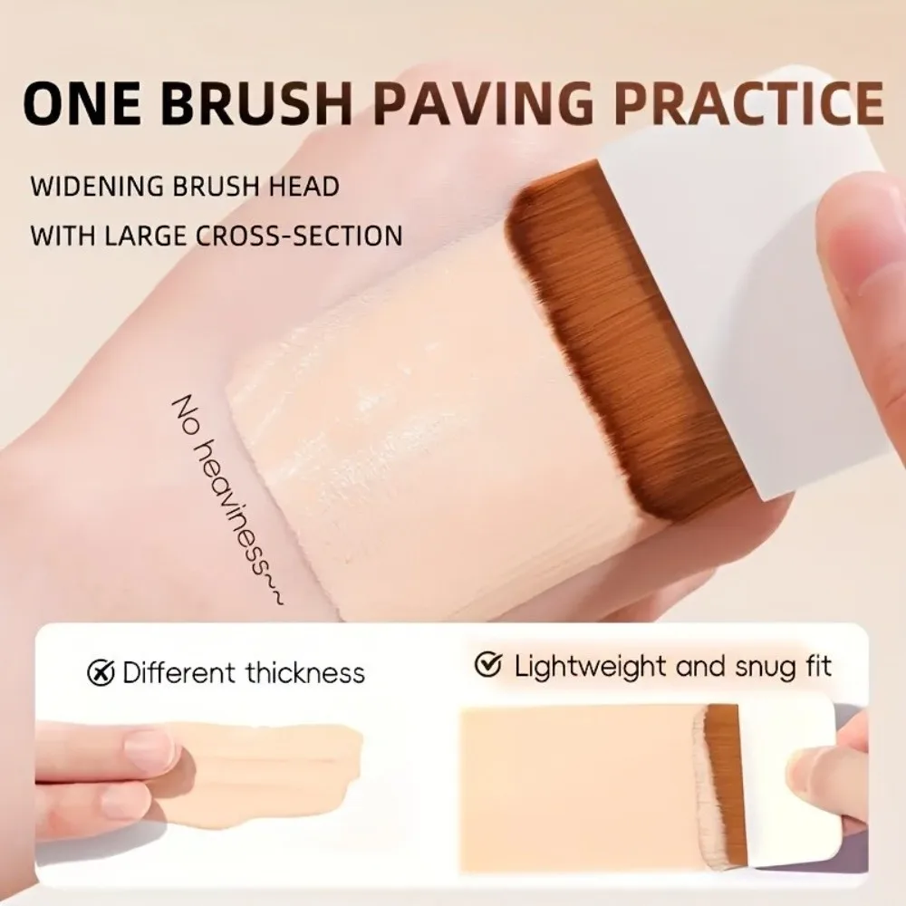 Brocha de base compacta ultrafina con espejo, brocha de maquillaje de cabeza plana sin rastro, herramientas de belleza, brocha de base plegable