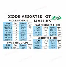 Fast Switching Schottky Diode Kit 1N4001-1N5822 #4