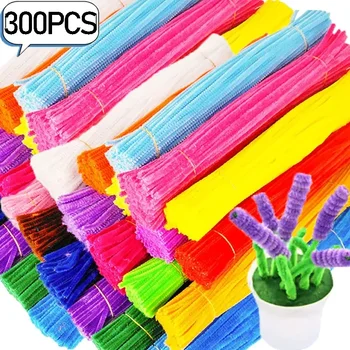 300/10x hastes de chenille coloridas limpador de tubos diy pelúcia enfeites haste com fio torção vara tira de cabelo crianças brinquedos educativos artesanais