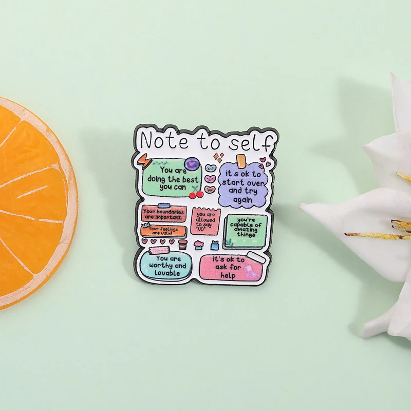 Sticky Note Reminder Enamel Pins Give It My Almost You Are Doing The Best You Can Brooches Lapel Badge Jewelry Gifts For Friends