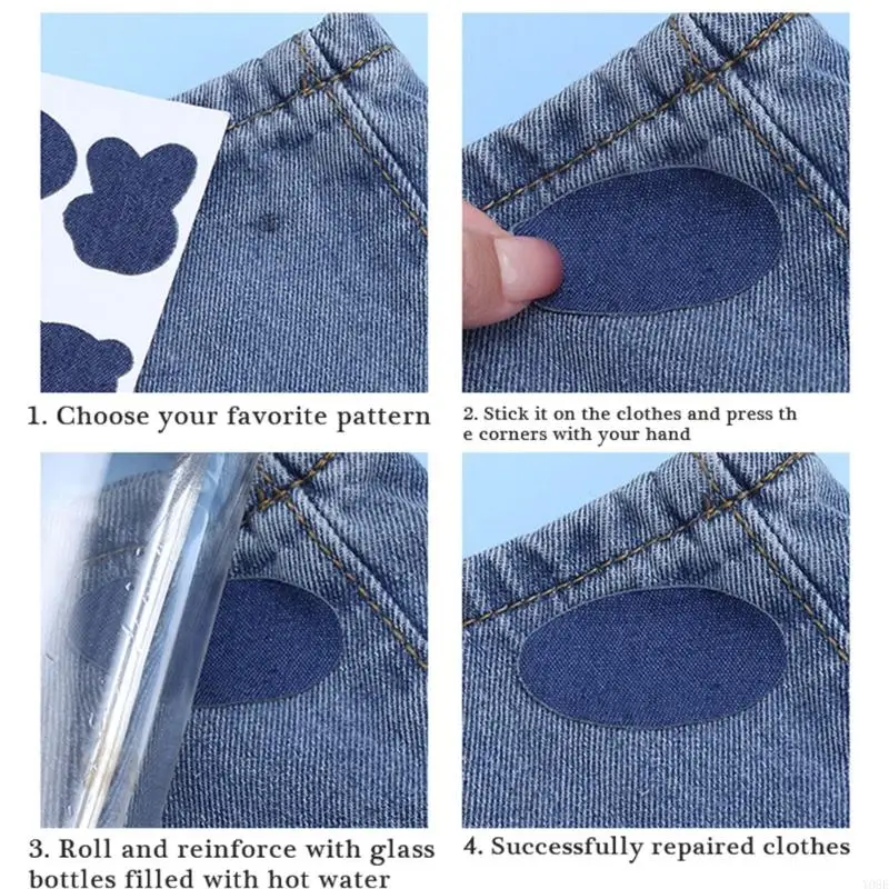Jeans Patches Iron-On Patches Fabric Patches Practical Jeans Clothing Hole Repair and Decoration for Children Adults Y08E