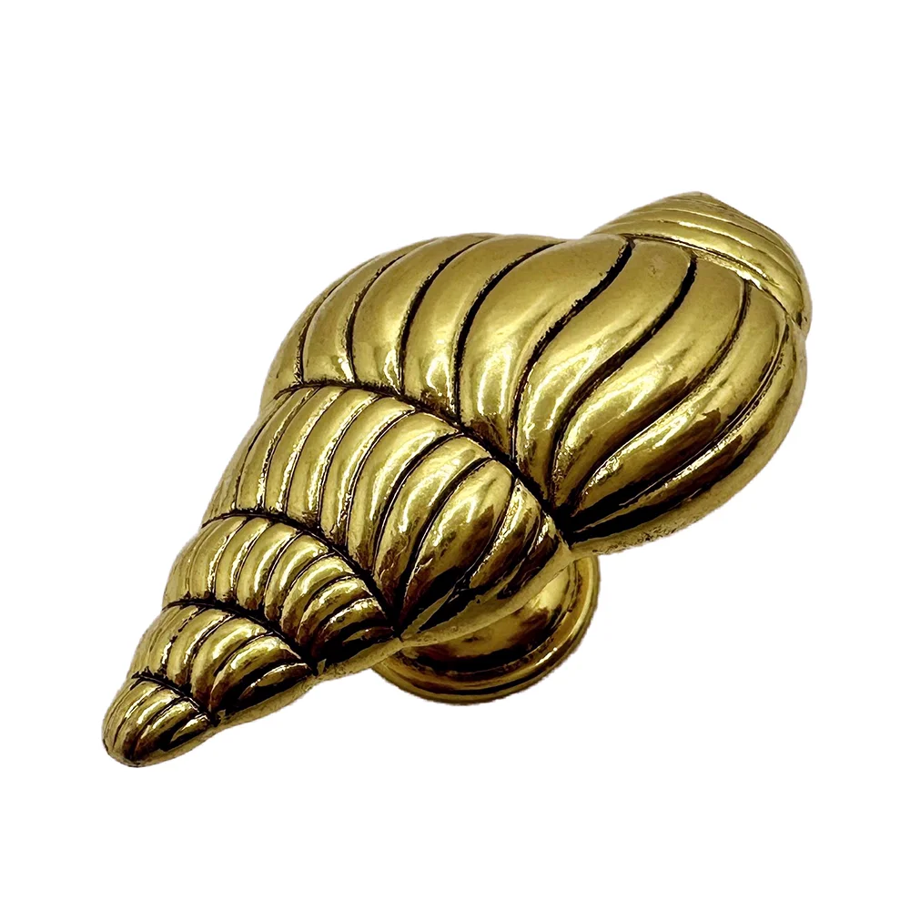 New Conch Knob Ocean Style Knob Cabinet Wine Cooler Small Handle Shoe Cabinet Solid Metal Knob 1Pcs