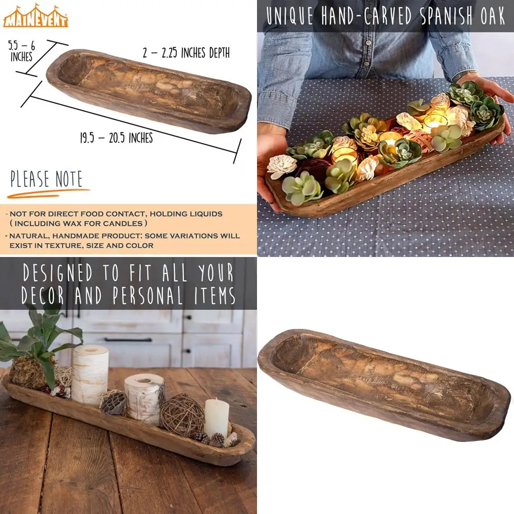 

Handcrafted 20 Inch Wooden Dough Bowl, Elegant Centerpiece, USA Made