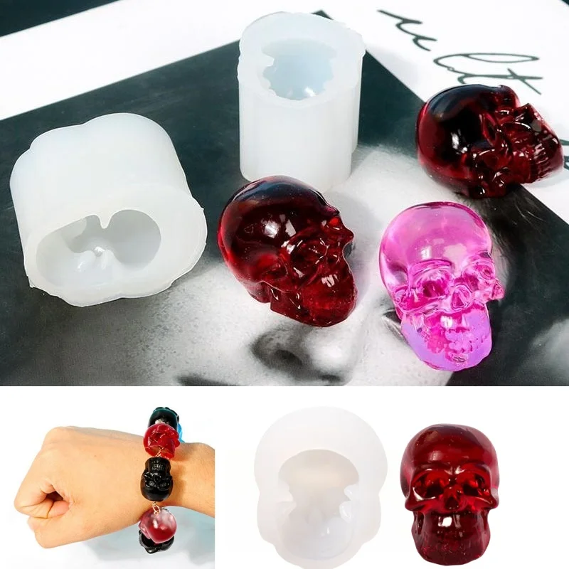 DIY Skull Ornaments Crystal Epoxy Resin Mold Small Skull Pendant Bracelet Necklace Earring Jewelry Making Tool Silicone Molds