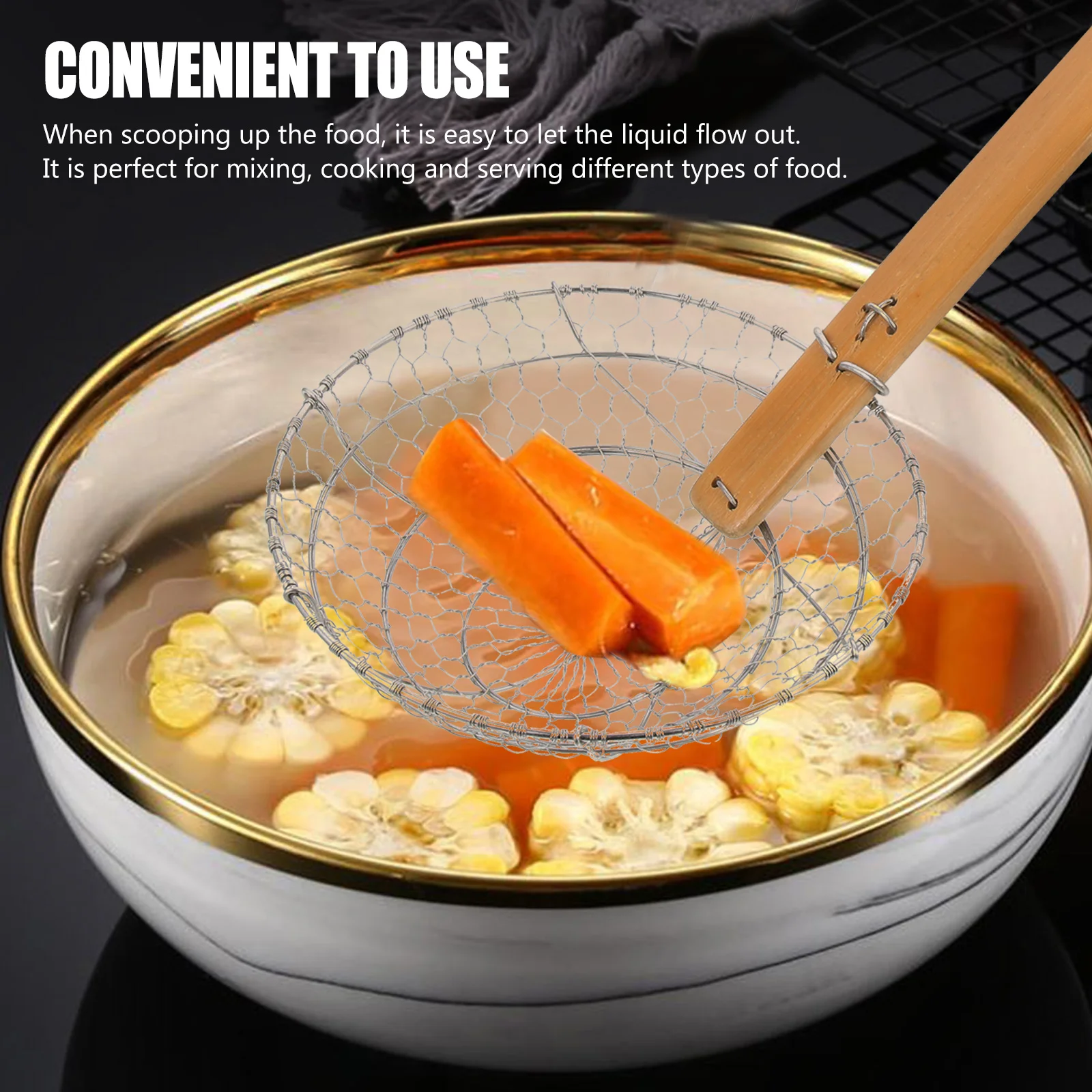 

Stainless Steel Skimmer Filter Spoon Household Colander Noodle Dumpling Food Strainer Kitchen Gadget Hot-Pot Colander Hanging