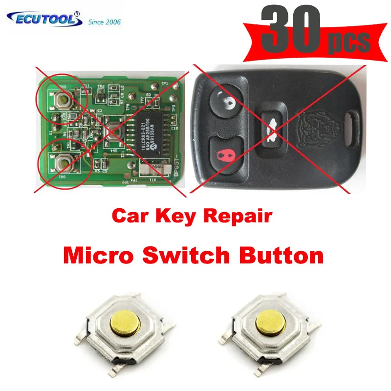 ECUTOOL Car Key Micro Button Switch for JAGUAR S-TYPE X-TYPE XJ8 XJR XJ XK Repair Alarm Remote Fob