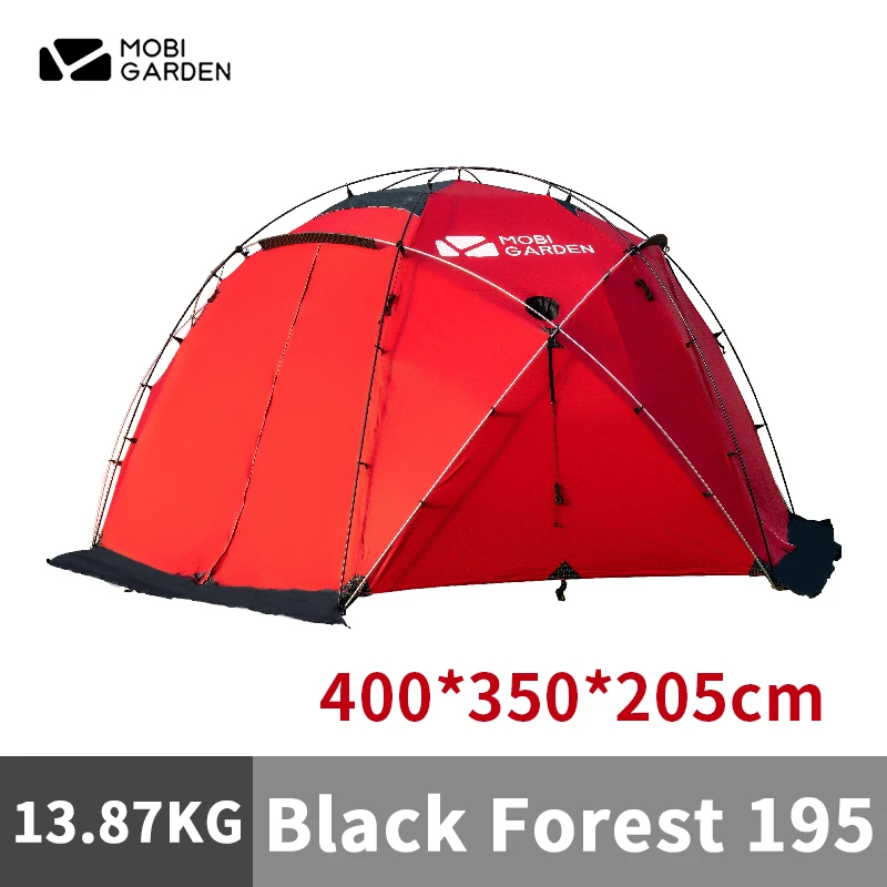 MOBI GARDEN Snow Peak Hiking Tent 2-3 Person 150D Oxford Outdoor 2 Door Camping 4 Season Dome Tent Snow Skirt With Mat 130/195