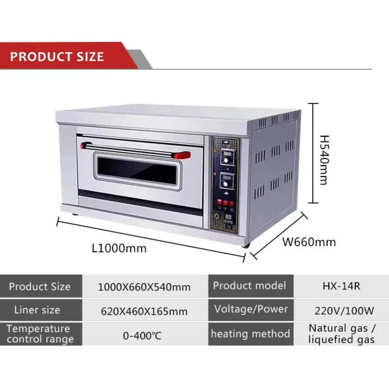 Pizza, Pita, Brot, Cupcakes, kommerzieller Backofen für die Restaurantküche, 1 Deck, 1 Tablett, 2 Tabletts, elektrische Gasoptionen für