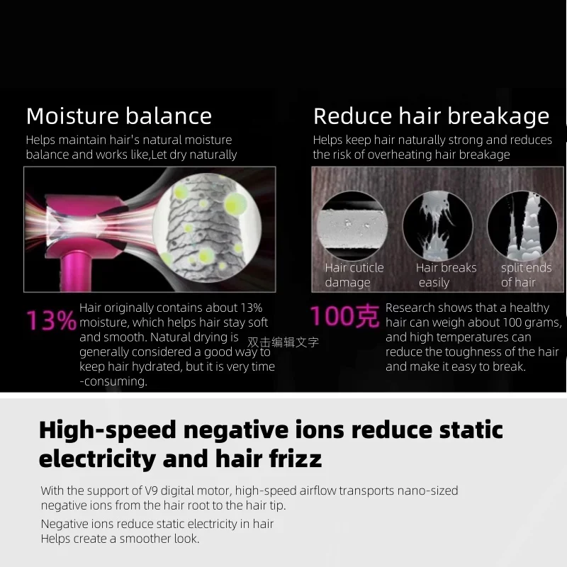 Super High-Speed Leafless Hair Dryer Professional Negative Ion Leafless Hair Dryer 220V For Home/Salon Use