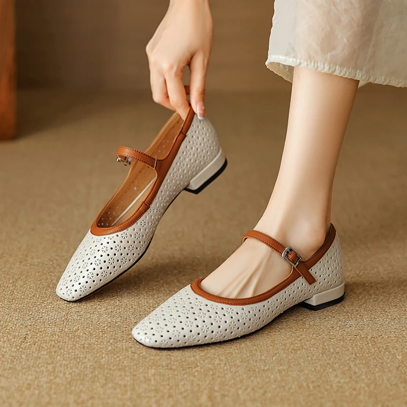 

Women Flats Spring Autumn Ladies Simple Shoes Square Toe Mary Jane For Woman One Strap Cozy Shoes On Flat Heel