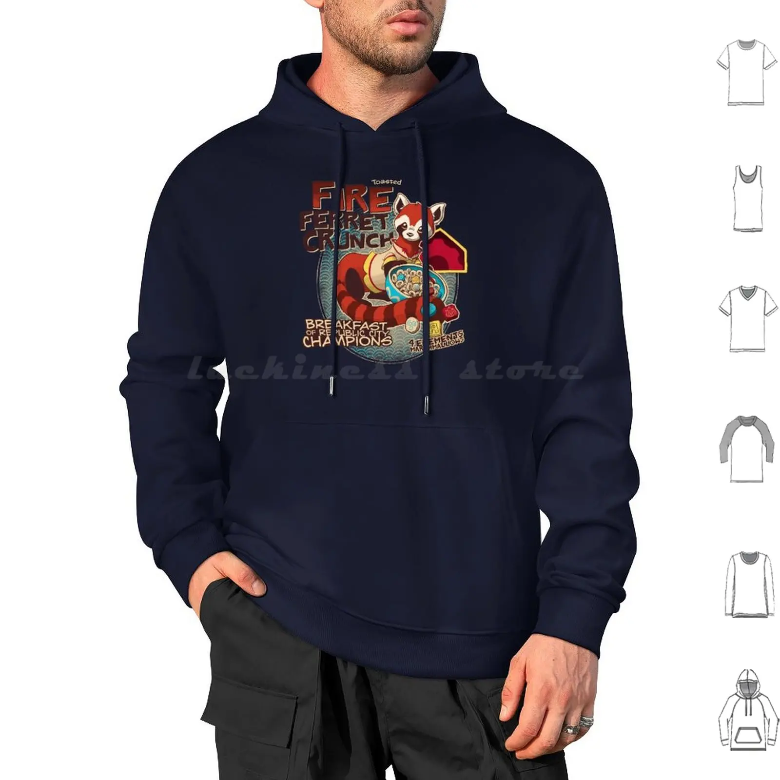 Fire Ferret Crunch Hoodies Long Sleeve Dooomcat Airbender Pabu Cereal Animal Cute