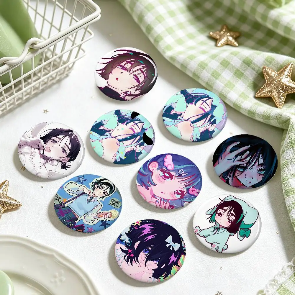 A-Alien Stage Sua Anime Round Laser Badge Cartoon Brooch Clothes Backpack Accessories Lapel