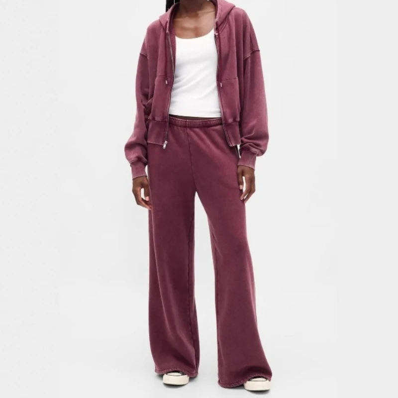 

2025 Autumn New Women's Fashion Retro Solid Color Hooded Zipper Loose Outfit
