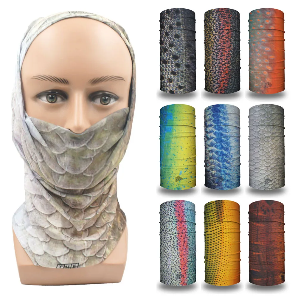 Fish Scales Pattern Neck Gaiter Fishing Face Mask Men Women Outdoor Sport Seamless Tube Bandana Headband Balaclava Cycling Scarf