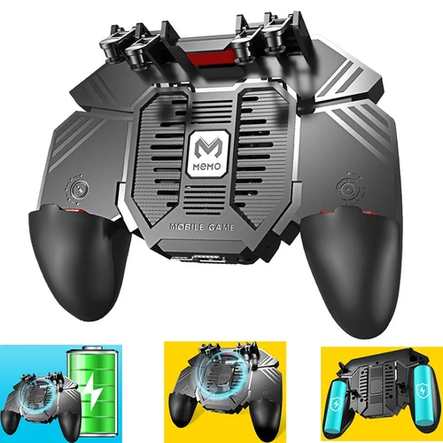 AK77 Pubg controlador de juego móvil 6 dedos con ventilador Pubg gatillo Gamepad Joystick para Android Ios Game Pad Movil con batería