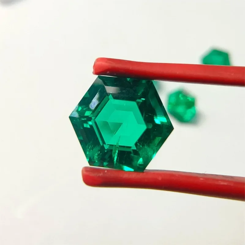 

Lab Grown Colombia Emerald Hexagon Shape Green Color Hydrothermal Emeralds for Diy Jewelry Making Selectable AGL Certificate