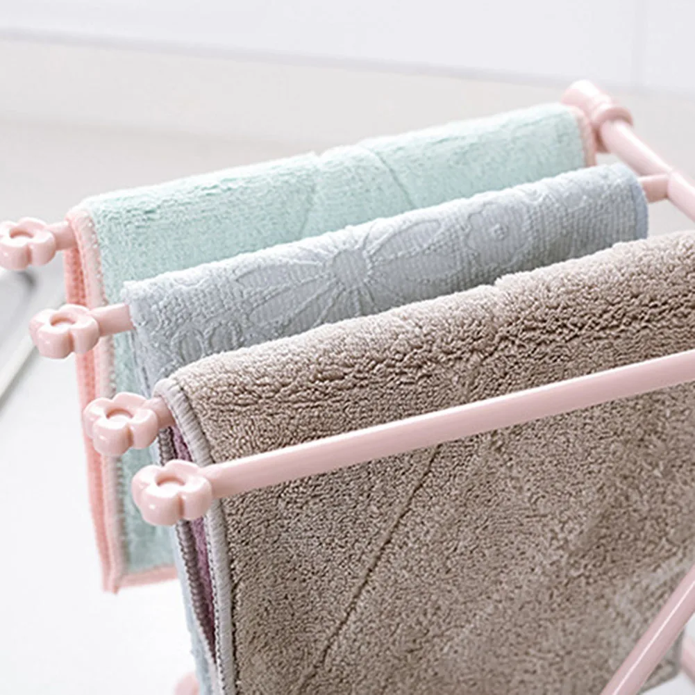 Towel Storage Rack Kitchen Folding Washcloth Drain Rack Towel Rag Drainer Holder Storage Hanger Dishcloth Drying Rack Shelf