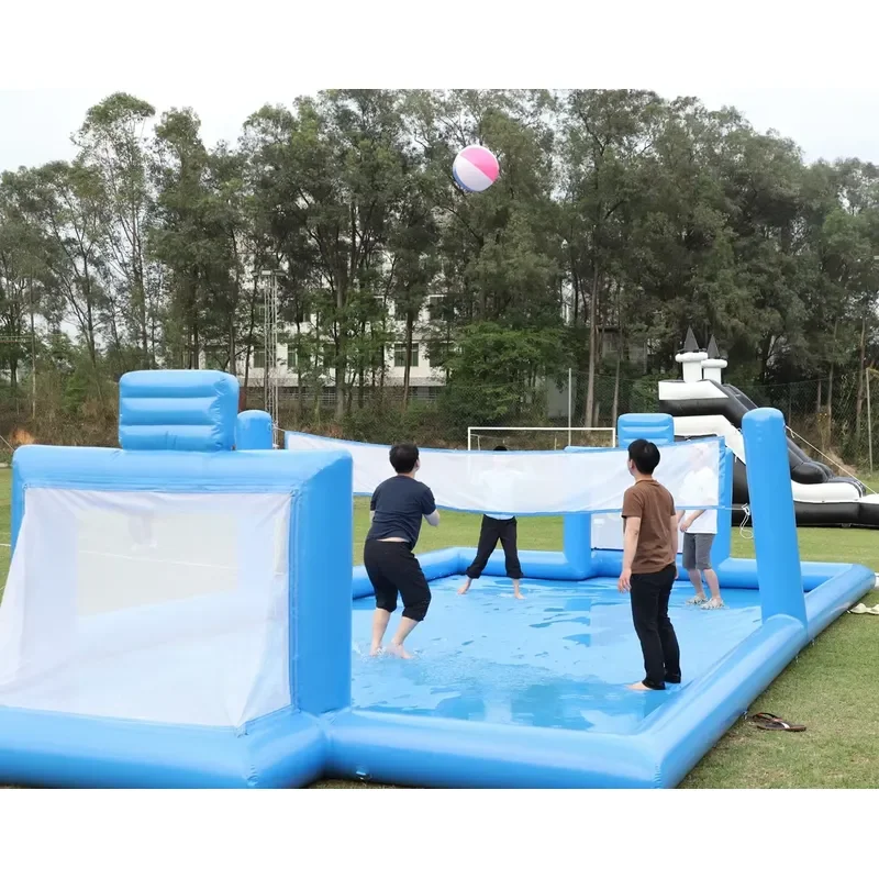 Inflatable Sport Game Blue PVC Inflatable Water Volleyball Net Field Soccer Field Arena Court Inflatable Soccer Court Field