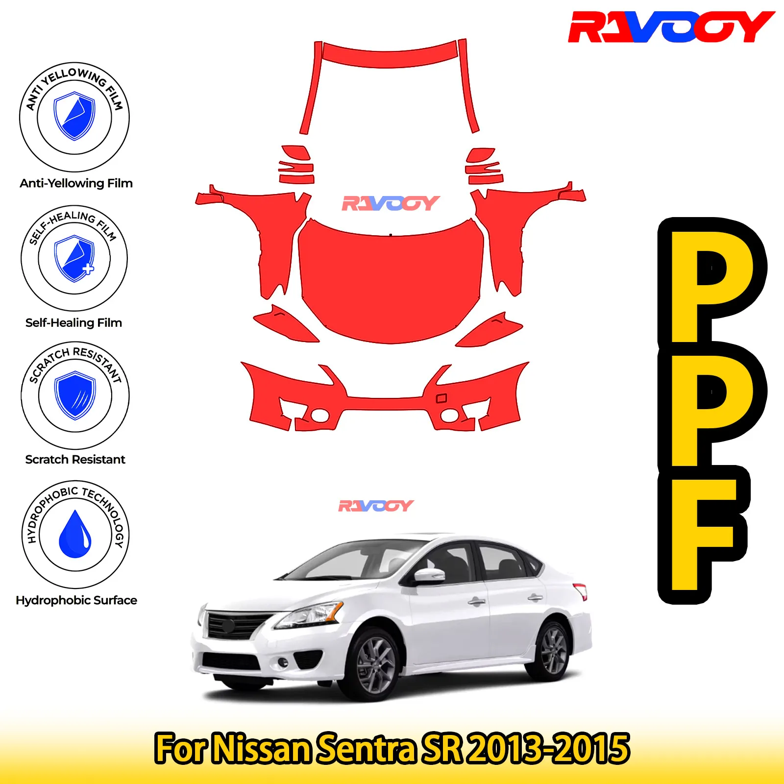 

Для Nissan Sentra SR 2013-2015 глянцевая матовая черная предварительно вырезанная передняя защитная пленка PPF Kit