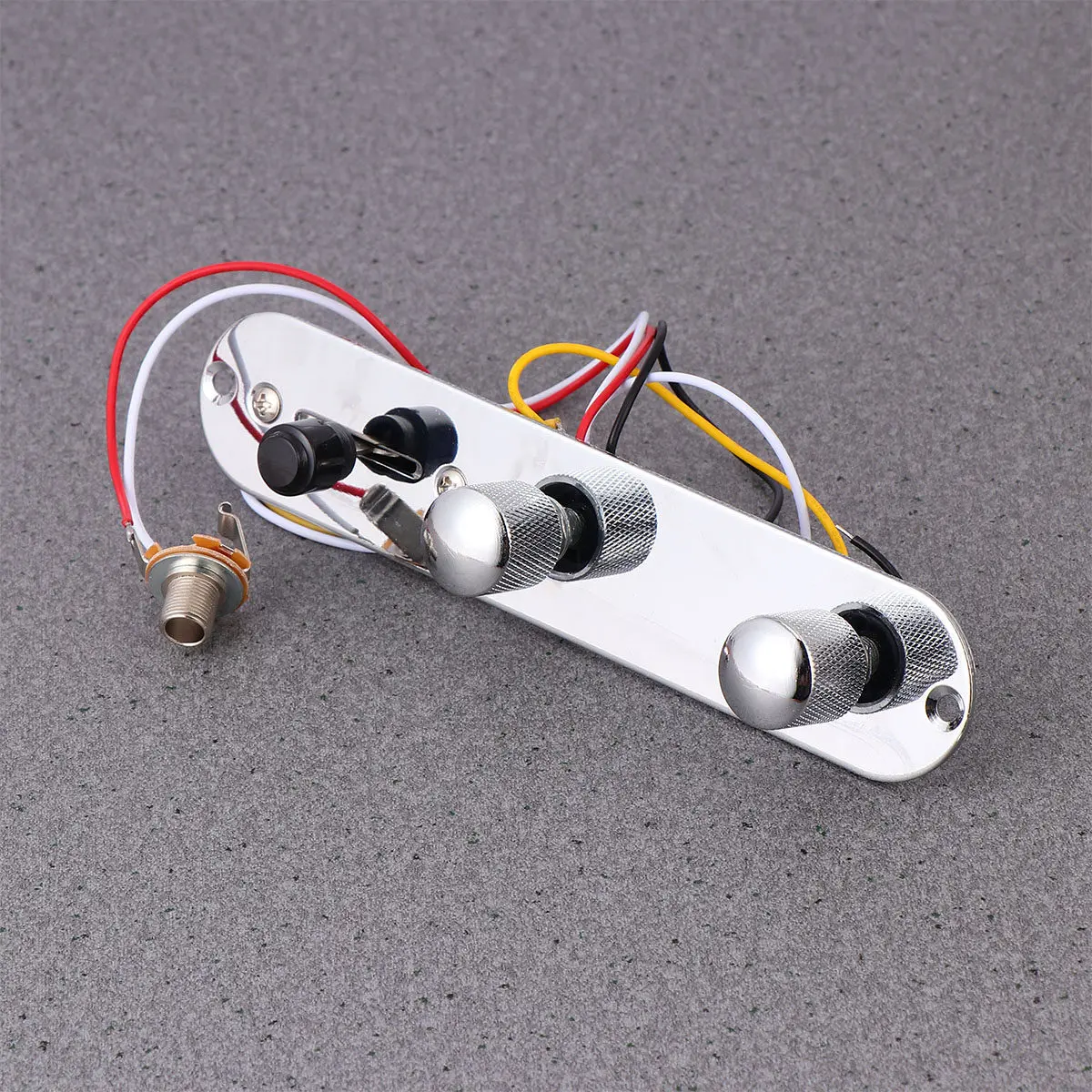 Chrome Plated Guitar Control Plate with Pre-Connected Wiring Volume Tone Switch Socket for Electric Guitars
