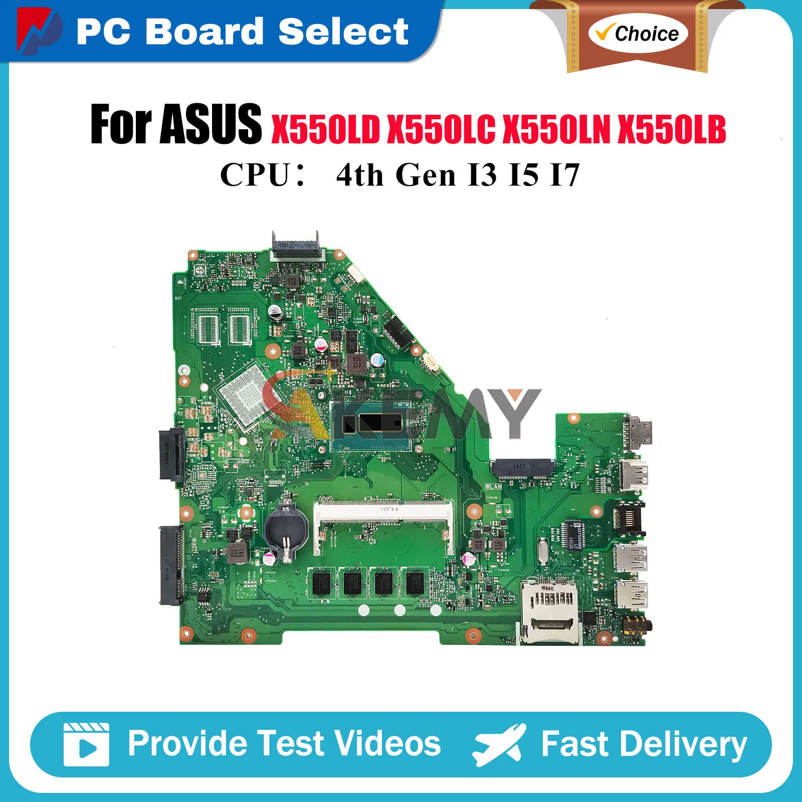 

X550LA Laptop Motherboard For ASUS VivoBook X550L X550LB X550LD Y581L R510L X552L X550LN X550LC Mainboard With I3 I5 I7 CPU stk
