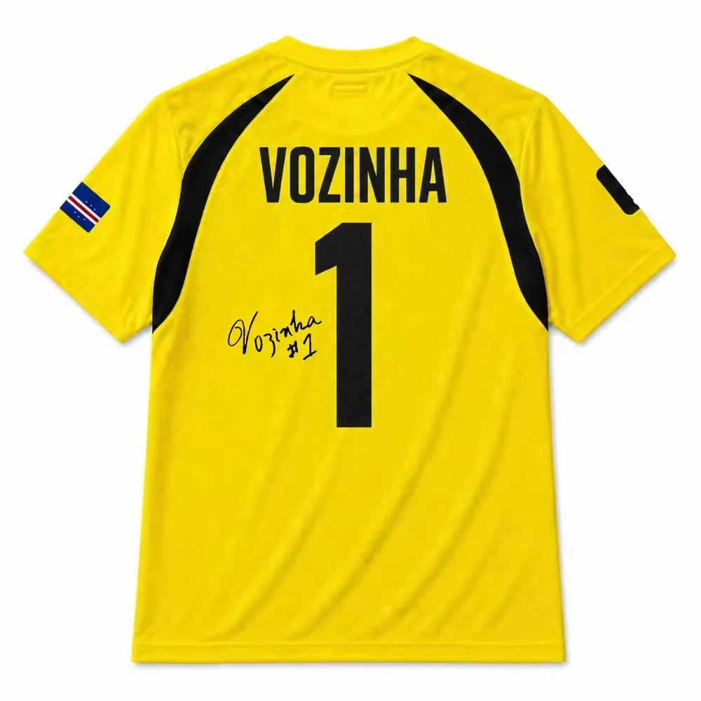 Cape Verde Themed Goalkeeper Soccer Jersey, Regular Fit Short Sleeve Fan Tee, Breathable For Match Training Summer Sport Tops
