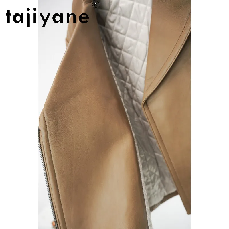TAJIYANE High Quality Sheepskin Genuine Leather Jacket Woman Outerwear Zipper Leather Coat Cropped Jackets for Woman Jaqueta