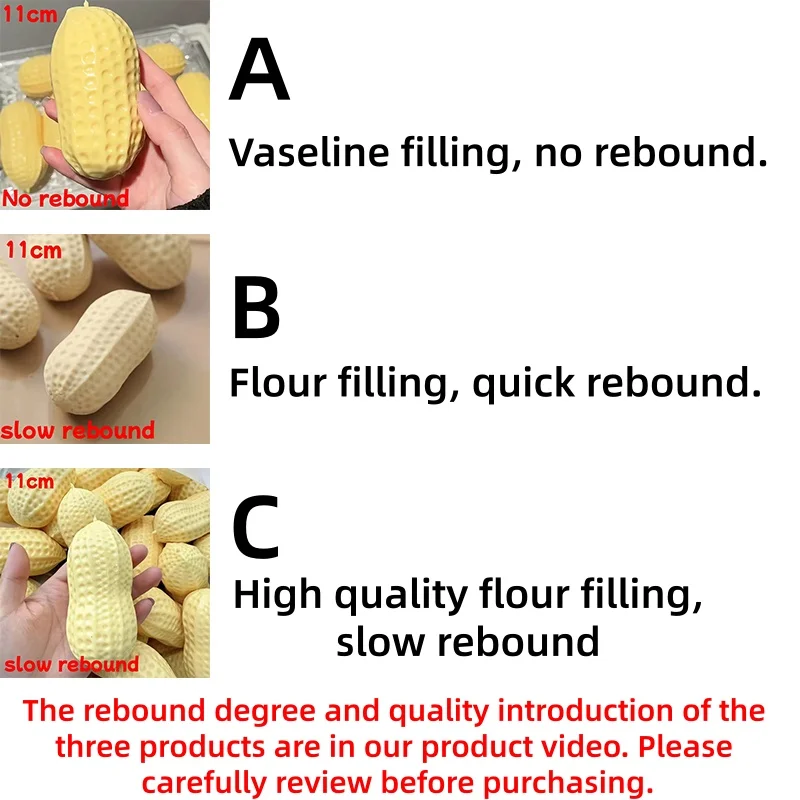 Squishy Peanut Stress Ball Squeeze Toy No Rebound Buttery-Soft Feel Fidget Toy ASMR Sensory Anti Stress Toys for Adults image 3