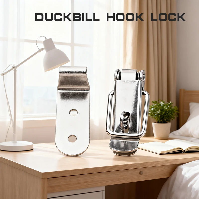 

1PC 90 Degrees Duck-mouth Buckle Hook Lock Iron Spring Loaded Draw Toggle Latch Clamp Clip Hasp Latch Catch Clasp